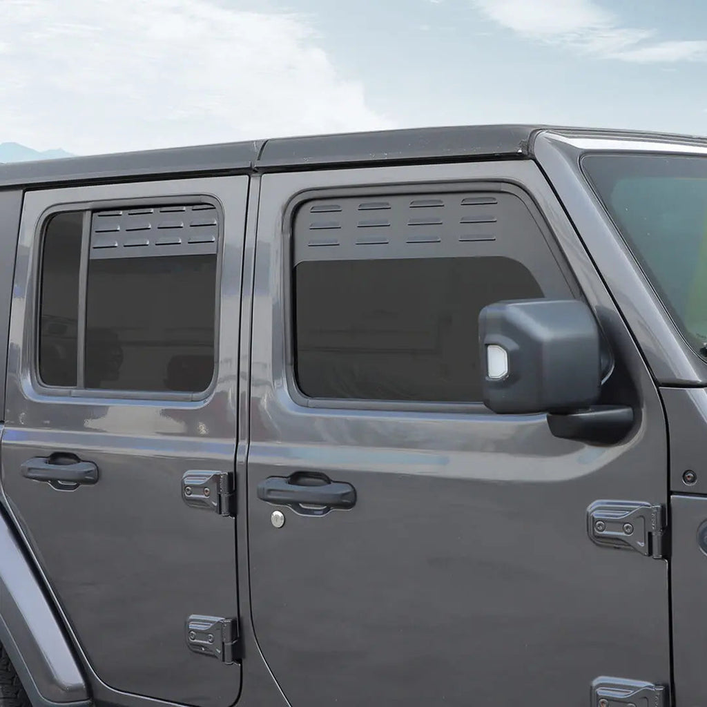 For 2018+ Jeep Wrangler JL Front Rear Window Louver Vent Rear Window Blinds Kit (4 pcs)