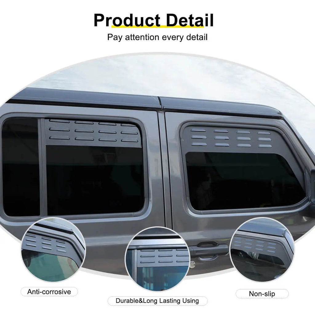 For 2018+ Jeep Wrangler JL Front Rear Window Louver Vent Rear Window Blinds Kit (4 pcs)