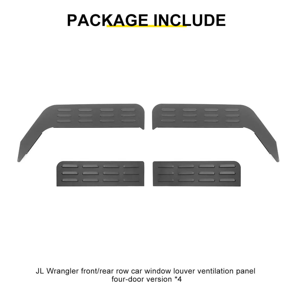 For 2018+ Jeep Wrangler JL Front Rear Window Louver Vent Rear Window Blinds Kit (4 pcs)