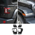 For 2018-2025 Jeep Wrangler JL Front Wheel Eyebrow Angle & Tail Light Angle Trim Guards Black