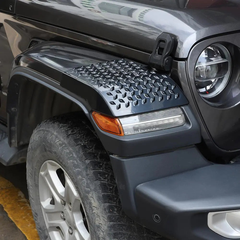 For 2018-2025 Jeep Wrangler JL Front Wheel Eyebrow Angle & Tail Light Angle Trim Guards Black