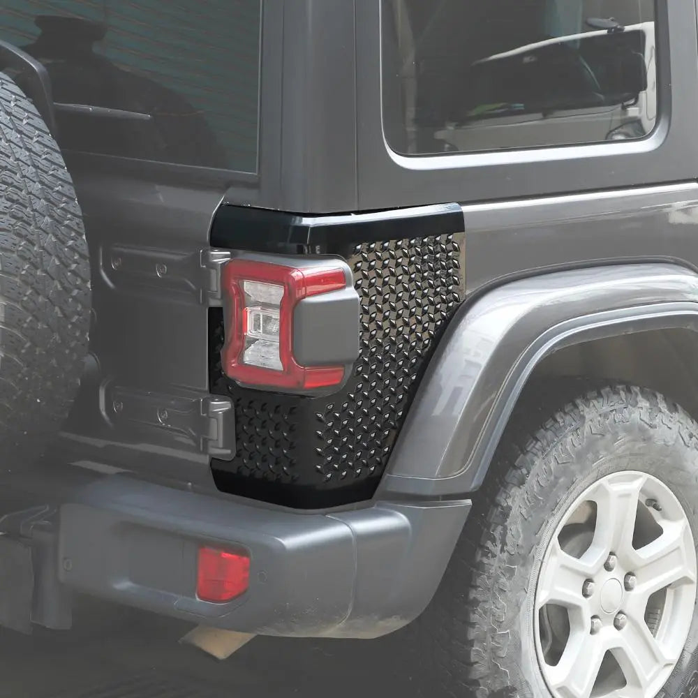 For 2018-2025 Jeep Wrangler JL Front Wheel Eyebrow Angle & Tail Light Angle Trim Guards Black