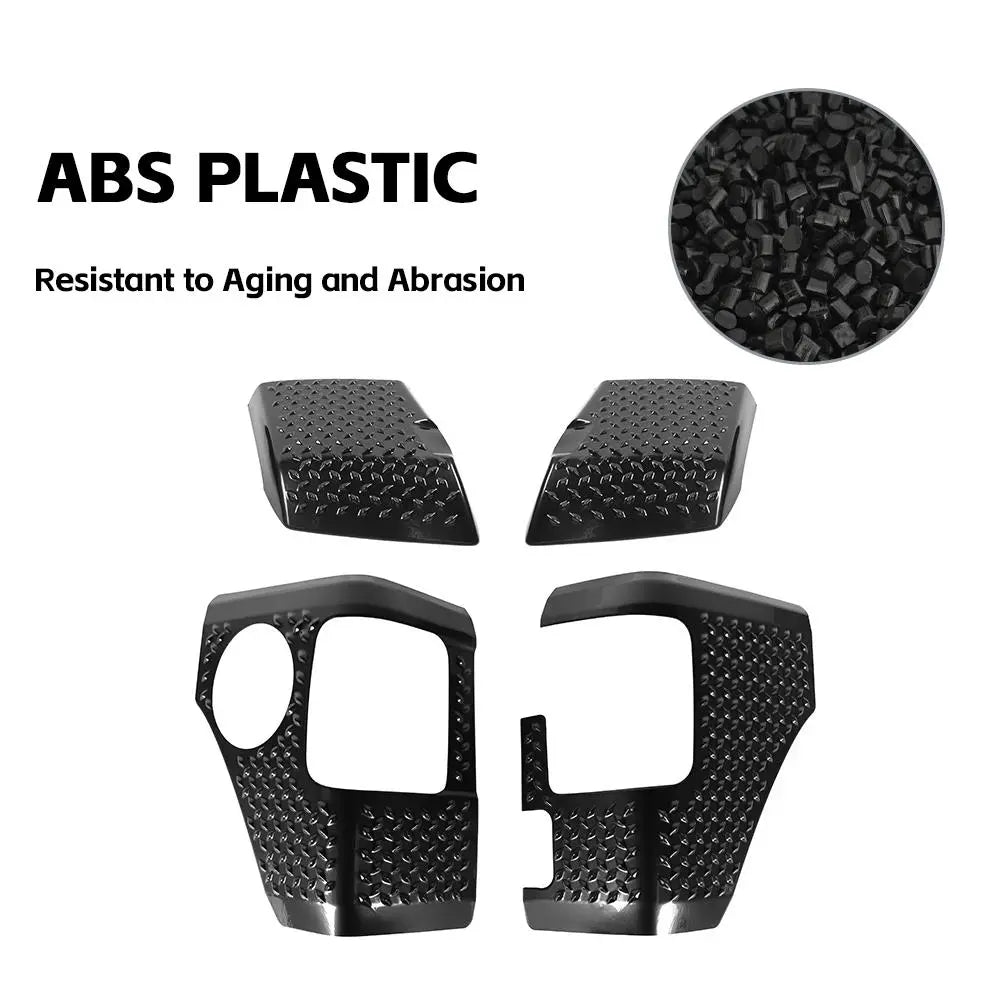 For 2018-2025 Jeep Wrangler JL Front Wheel Eyebrow Angle & Tail Light Angle Trim Guards Black