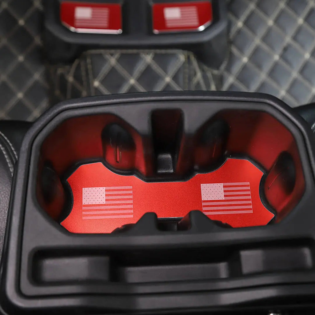 For 2018+ Jeep Wrangler JL Front & Rear Cup Holder Insert Mat Coaster Trim Cover (5 pcs)