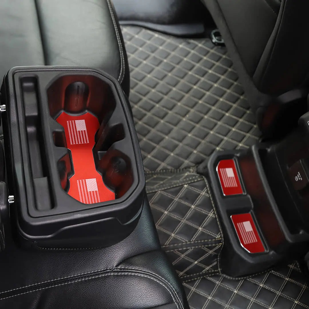 For 2018+ Jeep Wrangler JL Front & Rear Cup Holder Insert Mat Coaster Trim Cover (5 pcs)