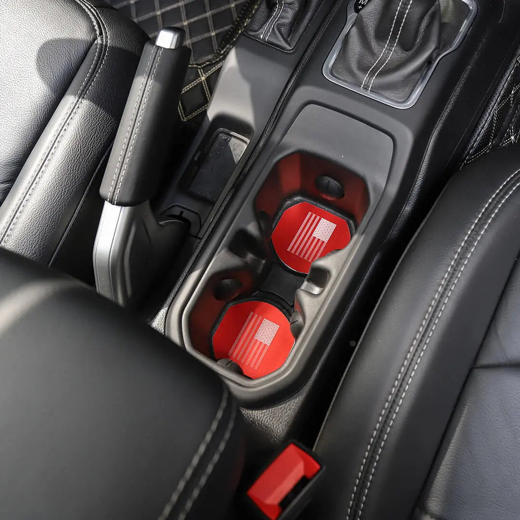 For 2018+ Jeep Wrangler JL Front & Rear Cup Holder Insert Mat Coaster Trim Cover (5 pcs)