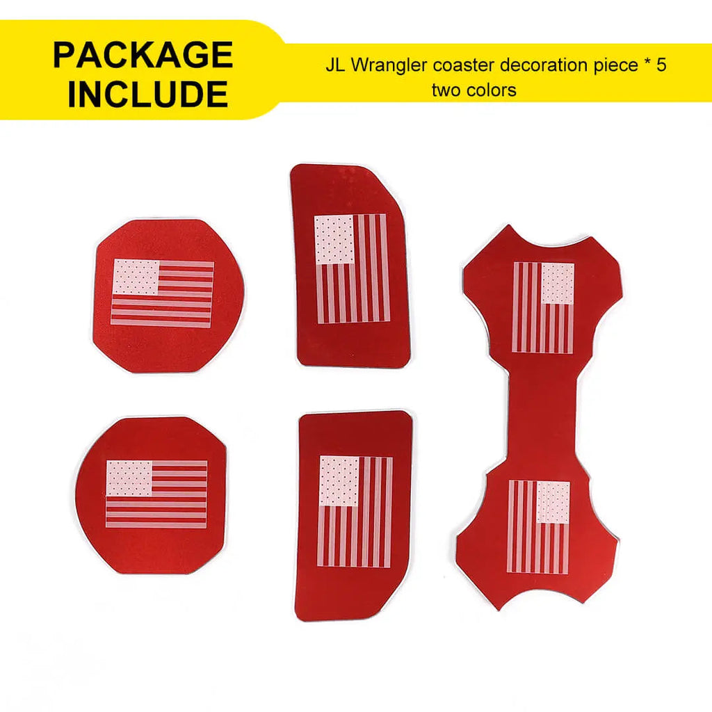 For 2018+ Jeep Wrangler JL Front & Rear Cup Holder Insert Mat Coaster Trim Cover (5 pcs)