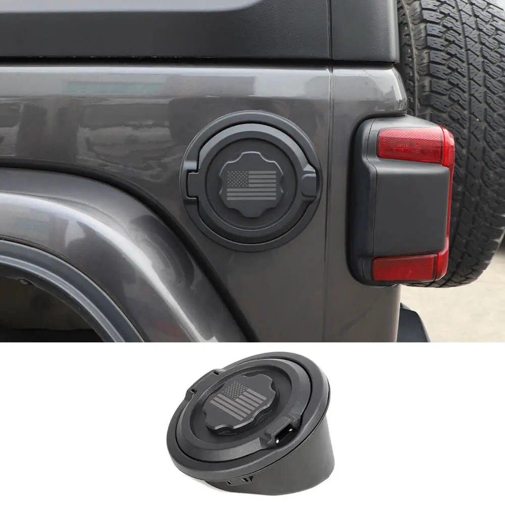 For 2018+ Jeep Wrangler JL Fuel Tank Gas Cap Cover Trim Black American Flag NOT FIT 4XE