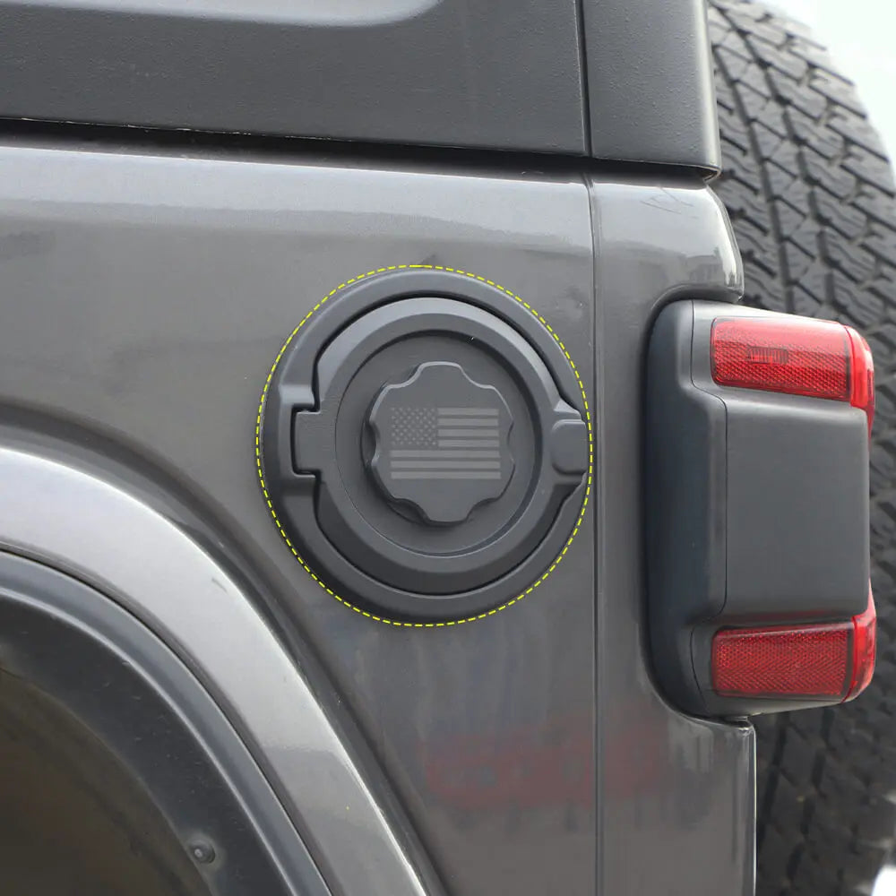 For 2018+ Jeep Wrangler JL Fuel Tank Gas Cap Cover Trim Black American Flag NOT FIT 4XE
