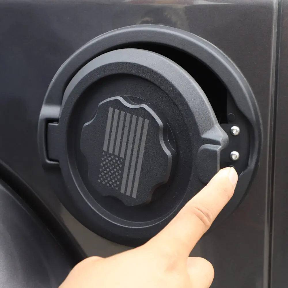 For 2018+ Jeep Wrangler JL Fuel Tank Gas Cap Cover Trim Black American Flag NOT FIT 4XE