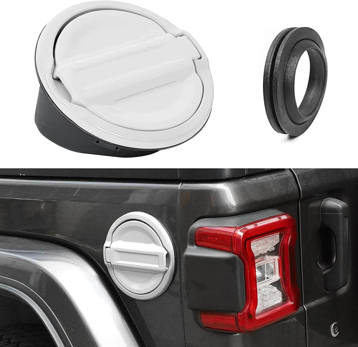 For 2018+ Jeep Wrangler JL Gas Tank Cap Aluminum Fuel Filler Door Cover Not FIT 4XE