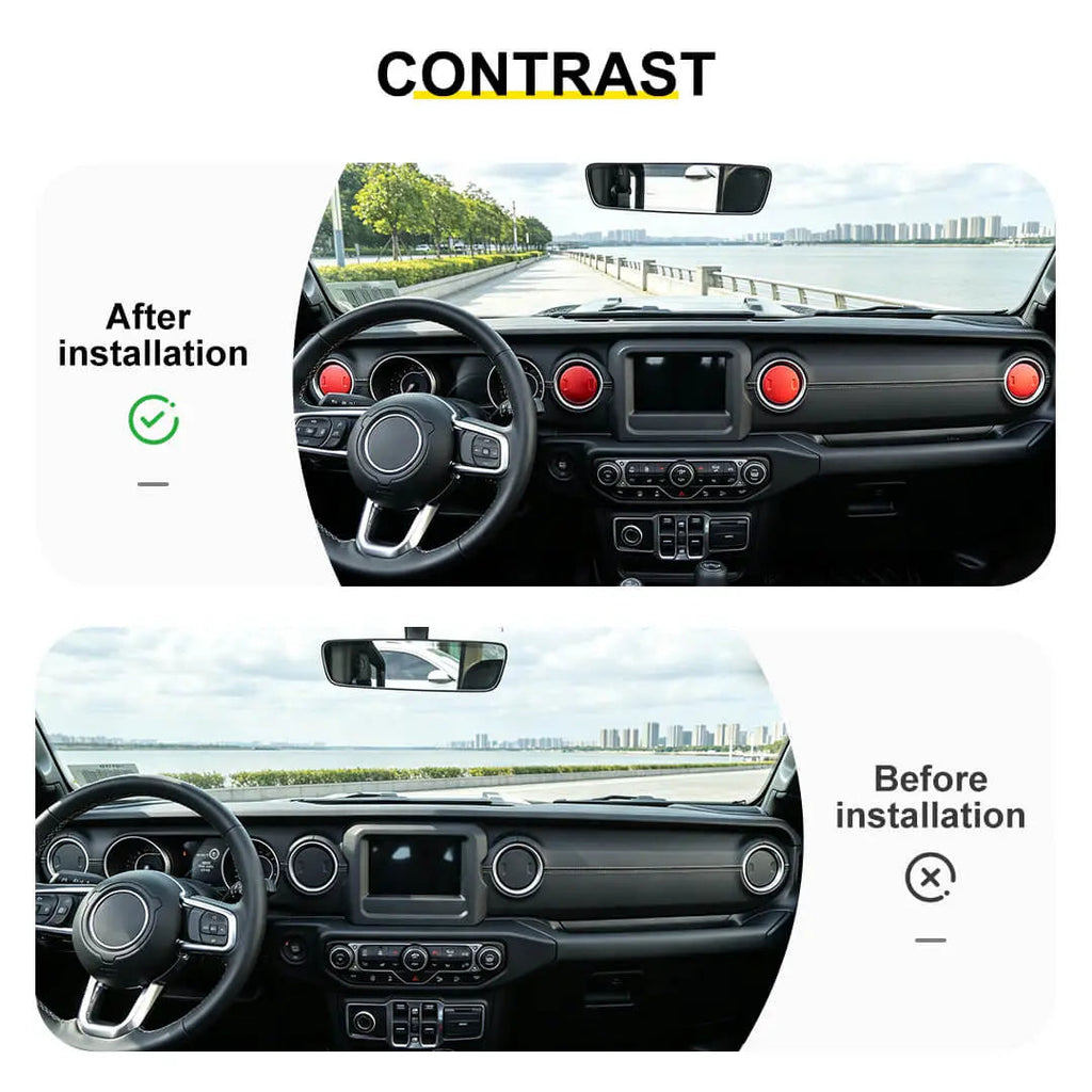 For 2018+ Jeep Wrangler JL / Gladiator JT 6 x Dashboard & Armrest Box Air Condition Vent Cover Trim
