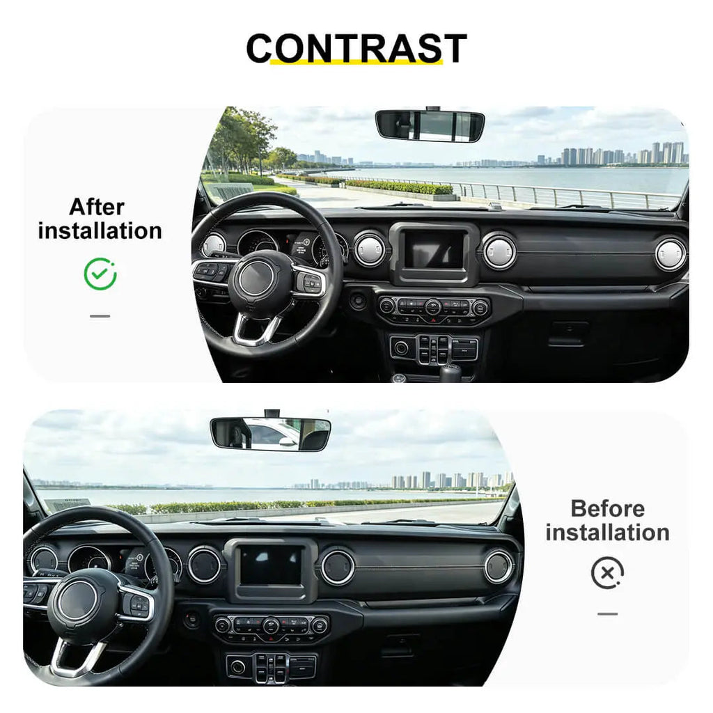 For 2018+ Jeep Wrangler JL / Gladiator JT 6 x Dashboard & Armrest Box Air Condition Vent Cover Trim