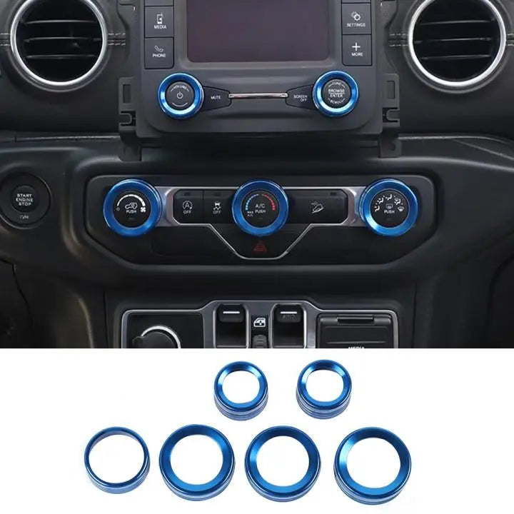 For 2018+ Jeep Wrangler JL/Gladiator JT Air Conditioner Headlight Switch Knob Trim Kit