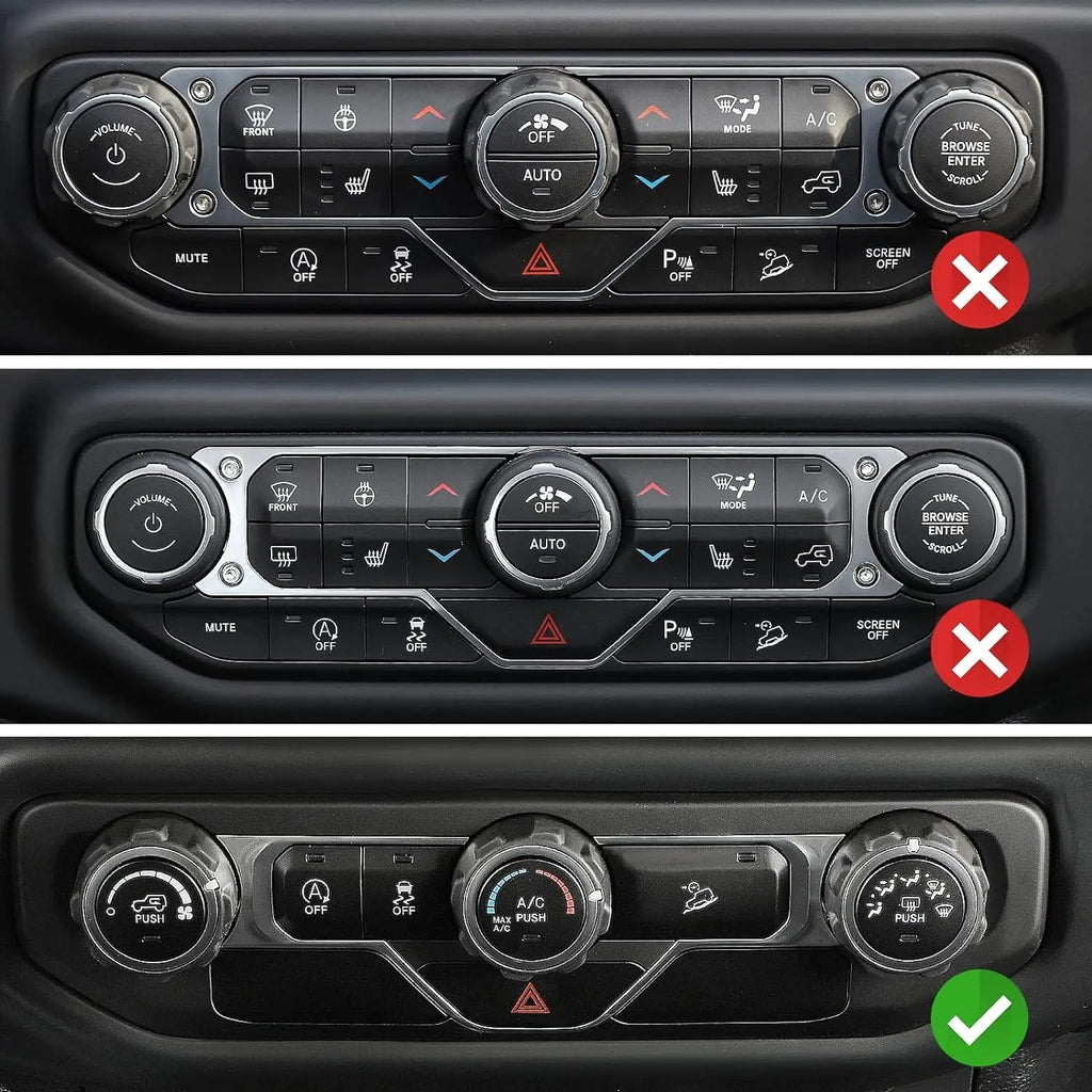 For 2018+ Jeep Wrangler JL/Gladiator JT Air Conditioner Headlight Switch Knob Trim Kit