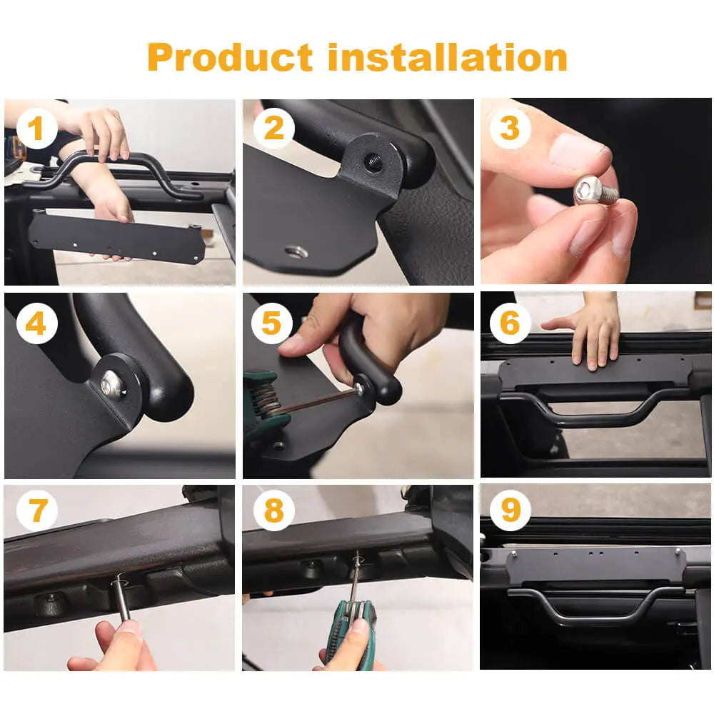 For 2018+ Jeep Wrangler JL Gladiator JT Alloy/Iron Car Roof Hard Top Grab Handles