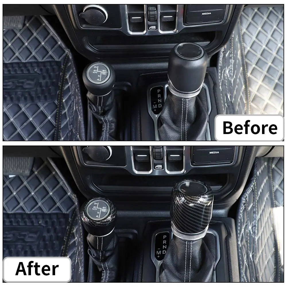 For 2018+ Jeep Wrangler JL/JLU Gladiator JT Gear Shift Knob & 4WD Shift Knob Cover Trim Interior Accessories