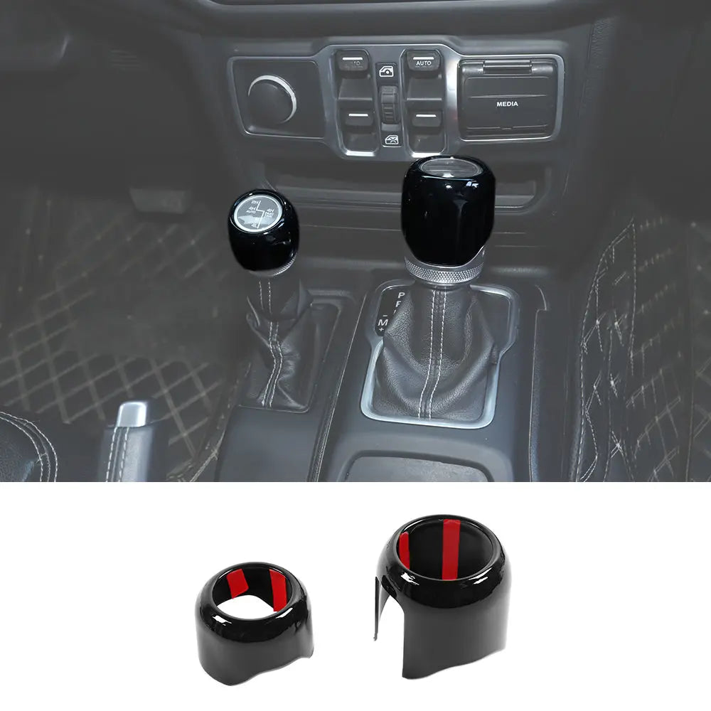 For 2018+ Jeep Wrangler JL/JLU Gladiator JT Gear Shift Knob & 4WD Shift Knob Cover Trim Interior Accessories