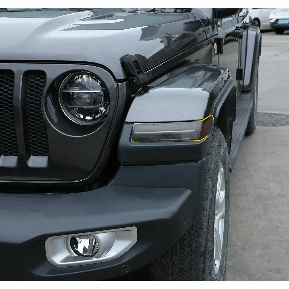 For 2018+ Jeep Wrangler JL Gladiator JT Front Eyebrow Light Lamp Cover Trim Smoked Black