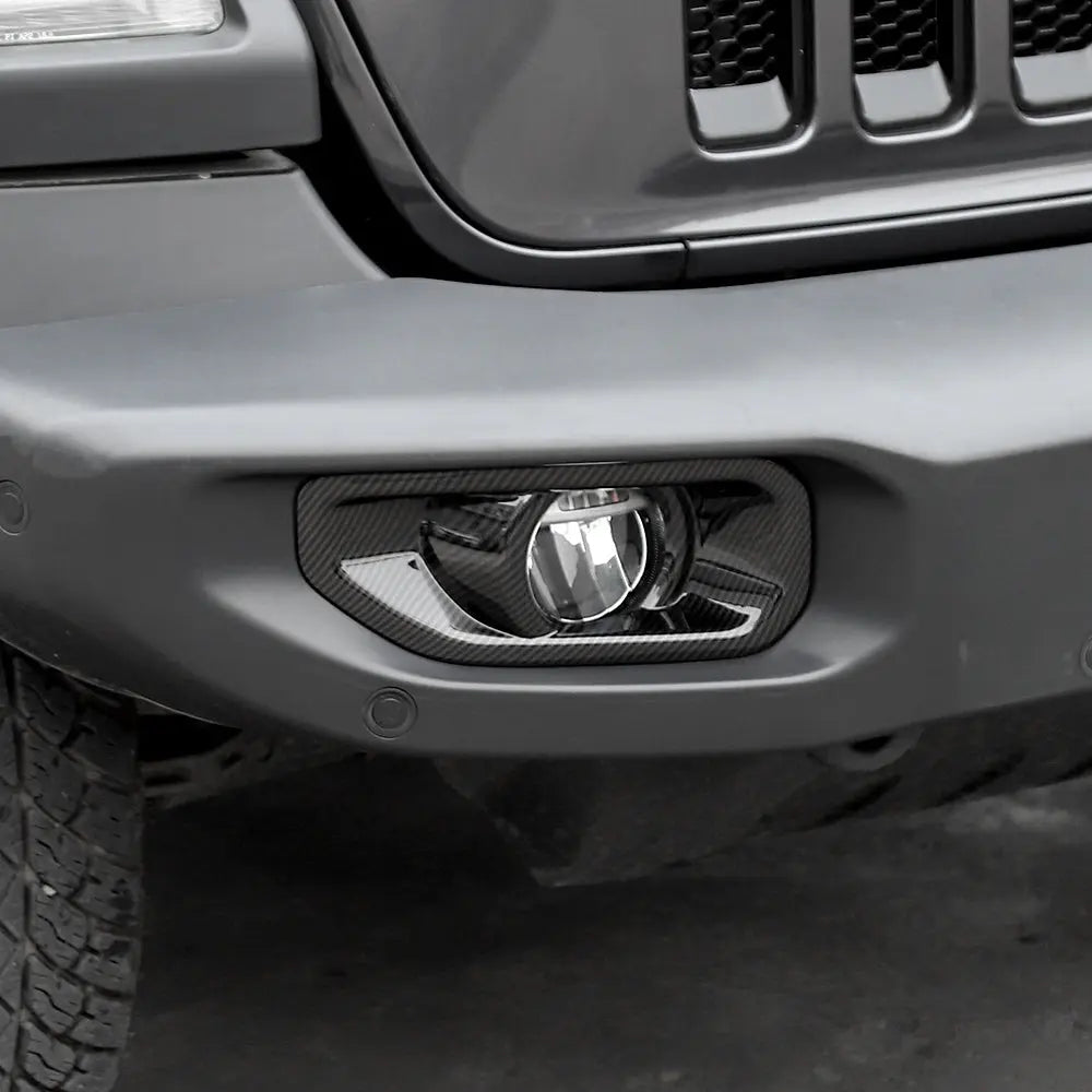 For Jeep Wrangler JL & Gladiator JT Fog Light Bezel Cover Trim – International/Export-Spec Compact Silver Fog Bezel Only