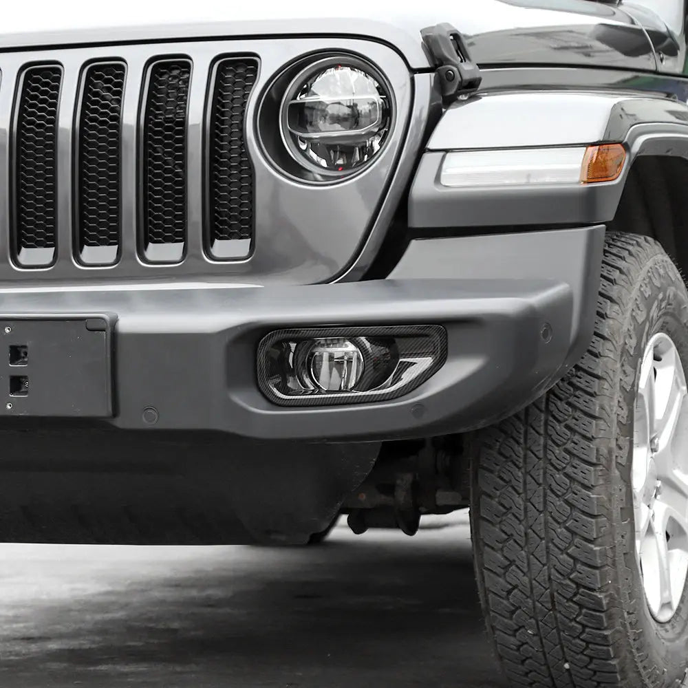 For Jeep Wrangler JL & Gladiator JT Fog Light Bezel Cover Trim – International/Export-Spec Compact Silver Fog Bezel Only