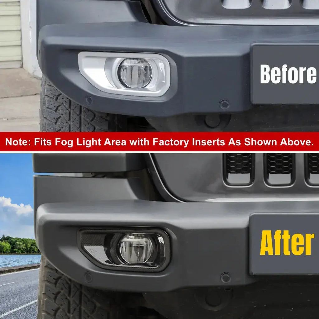 For Jeep Wrangler JL & Gladiator JT Fog Light Bezel Cover Trim – International/Export-Spec Compact Silver Fog Bezel Only