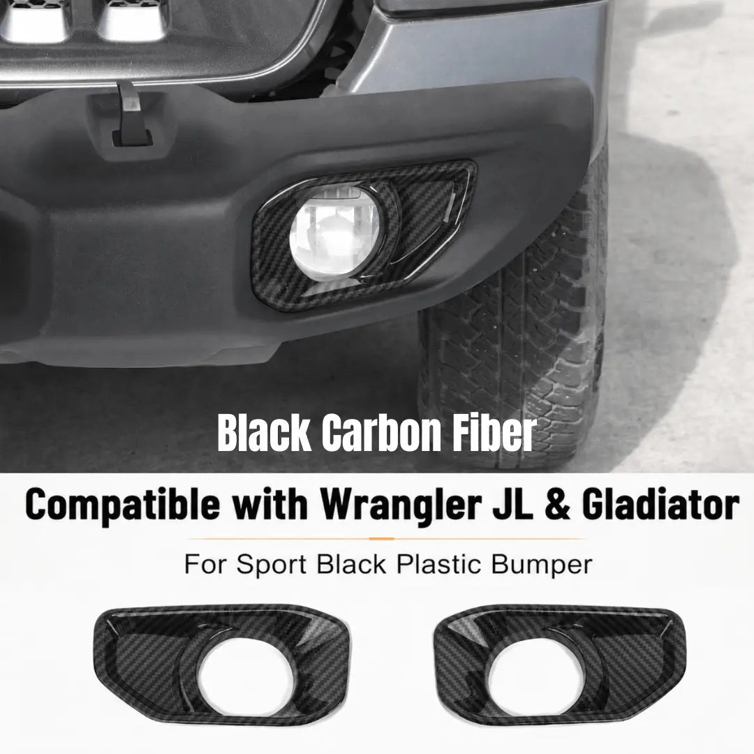 For 2018+ Jeep Wrangler JL/Gladiator JT Front Fog Light & Front Bumper Fog Light Trim Bezels