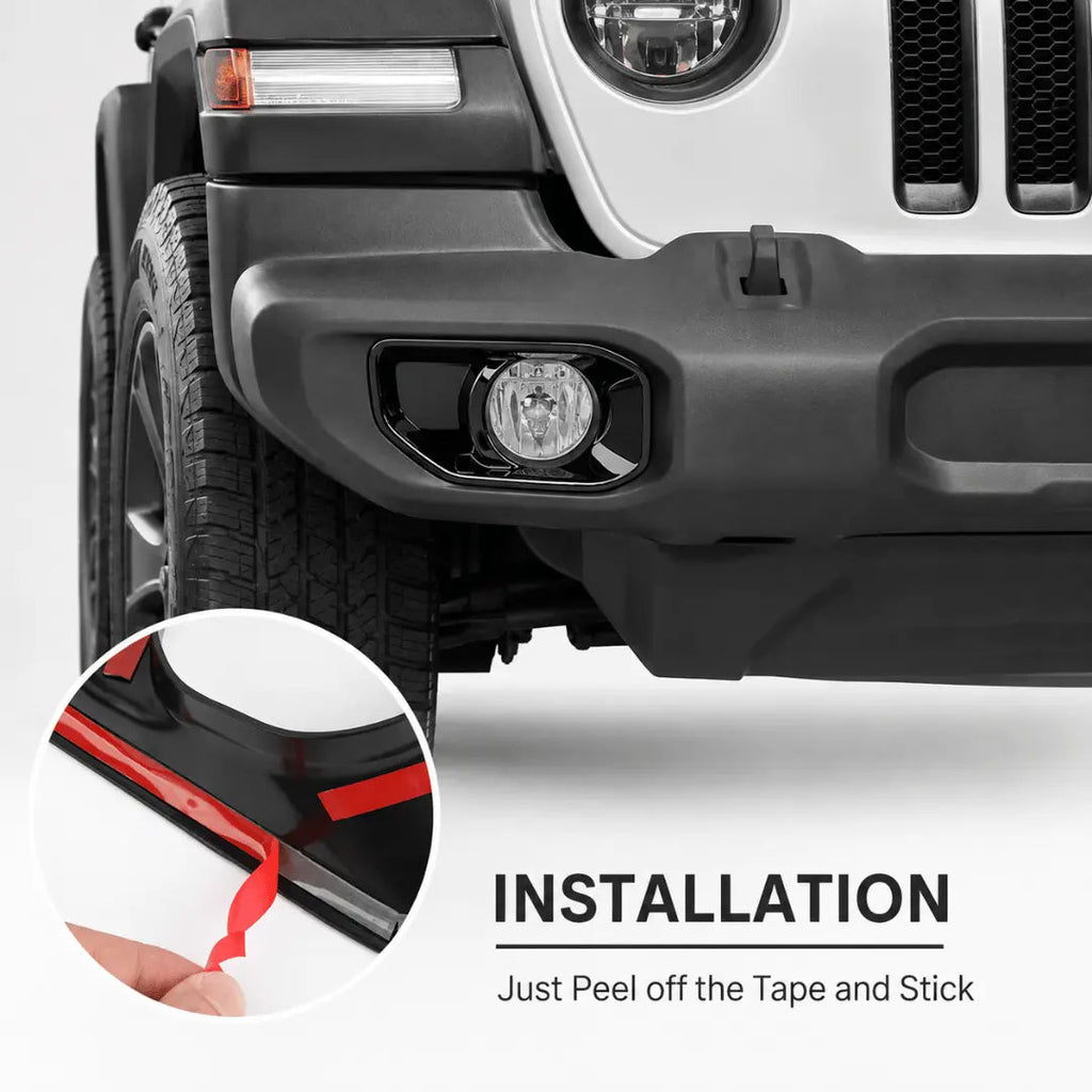 For 2018+ Jeep Wrangler JL/Gladiator JT Front Fog Light & Front Bumper Fog Light Trim Bezels