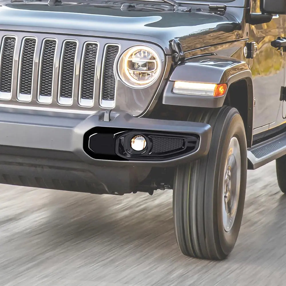 For 2018+ Jeep Wrangler JL/Gladiator JT Front Fog Light & Front Bumper Fog Light Trim Bezels
