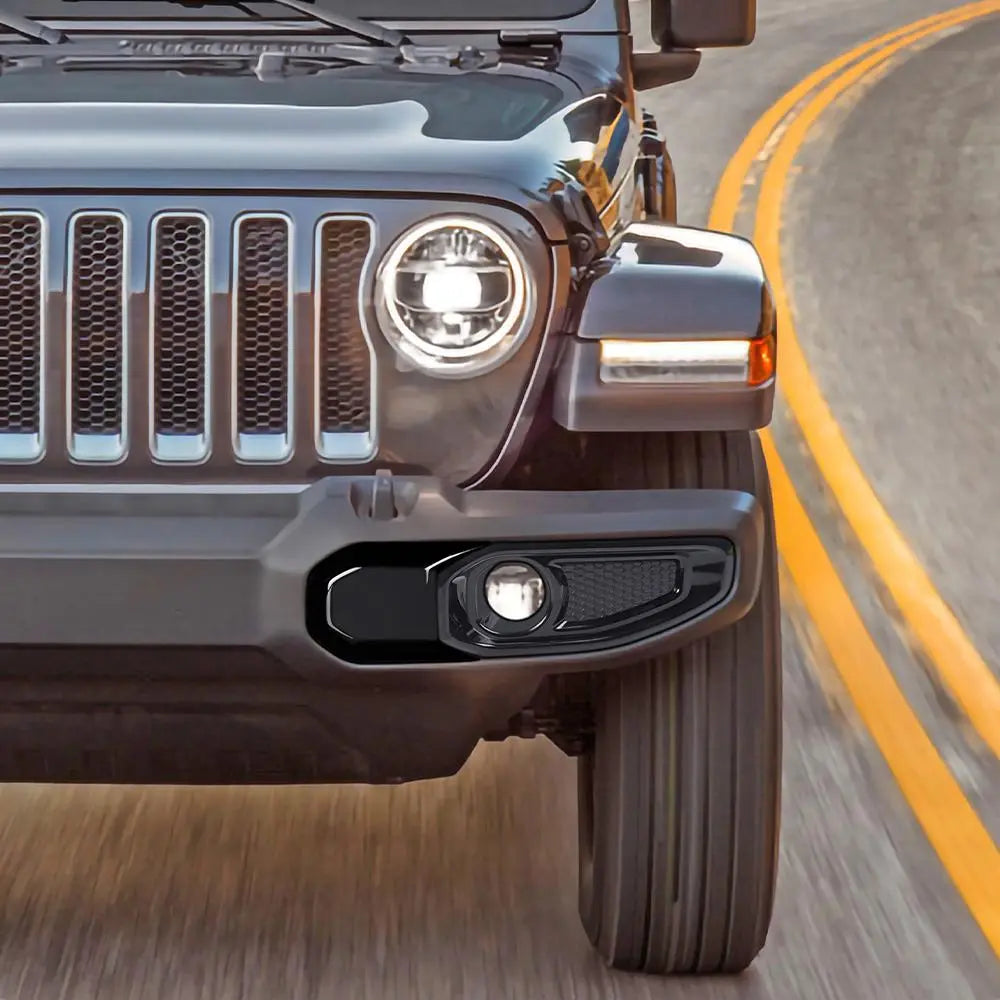 For 2018+ Jeep Wrangler JL/Gladiator JT Front Fog Light & Front Bumper Fog Light Trim Bezels
