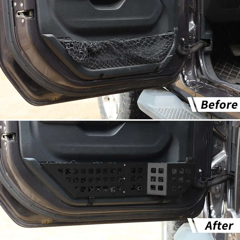 For 2018+ Jeep Wrangler JL/Gladiator JT Front Door Net Replacement Full-length Door Map Pockets Metal Storage Box Organizer