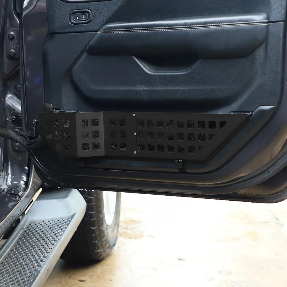 For 2018+ Jeep Wrangler JL/Gladiator JT Front Door Net Replacement Full-length Door Map Pockets Metal Storage Box Organizer