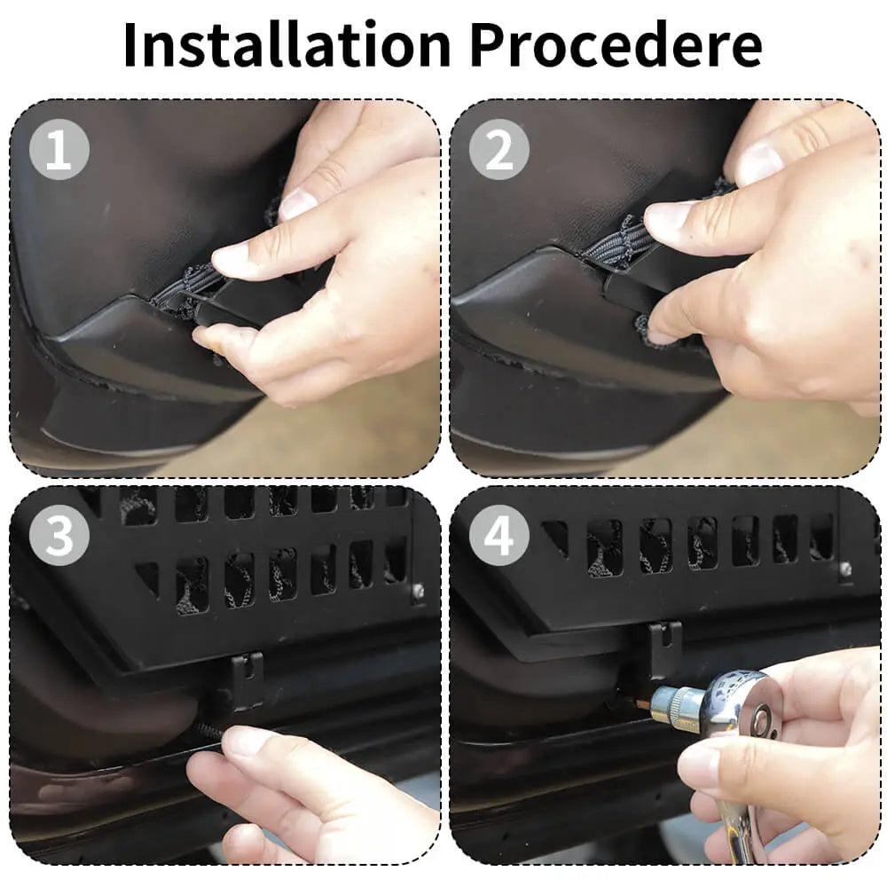 For 2018+ Jeep Wrangler JL/Gladiator JT Front Door Net Replacement Full-length Door Map Pockets Metal Storage Box Organizer