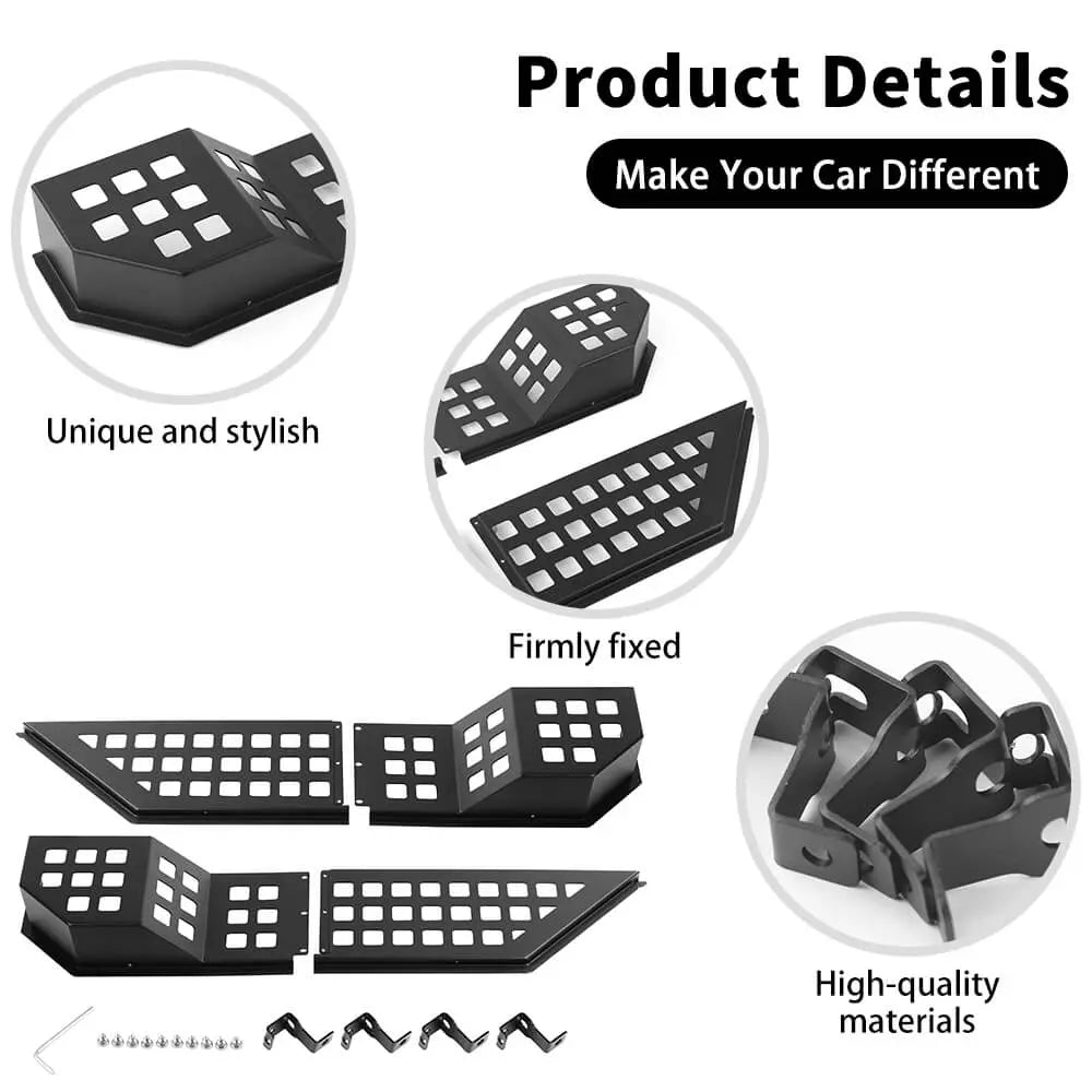 For 2018+ Jeep Wrangler JL/Gladiator JT Front Door Net Replacement Full-length Door Map Pockets Metal Storage Box Organizer