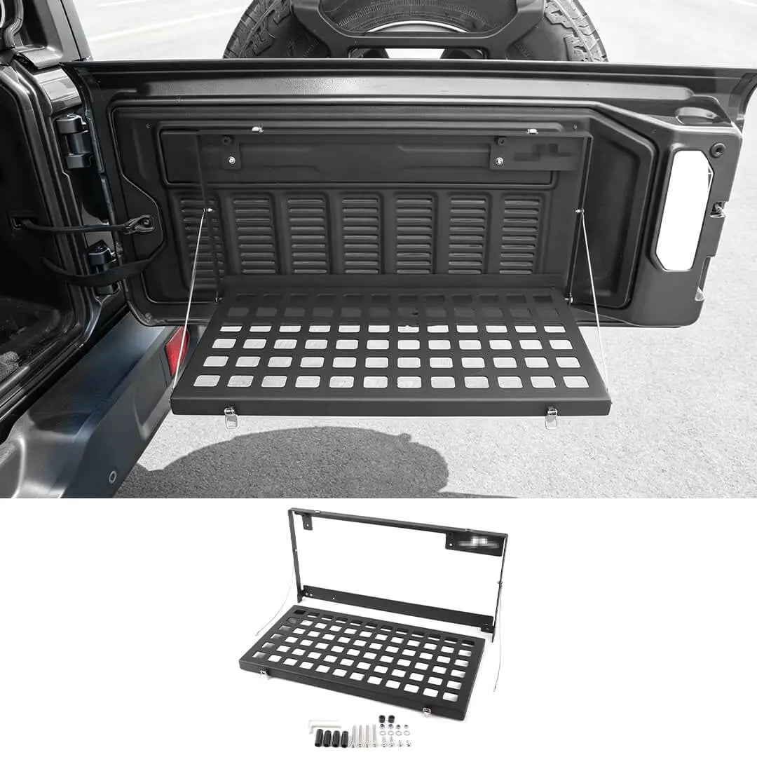 For 2018+ Jeep Wrangler JL Interior Rear Tailgate Table Cargo Shelf Storage Rack Accessories
