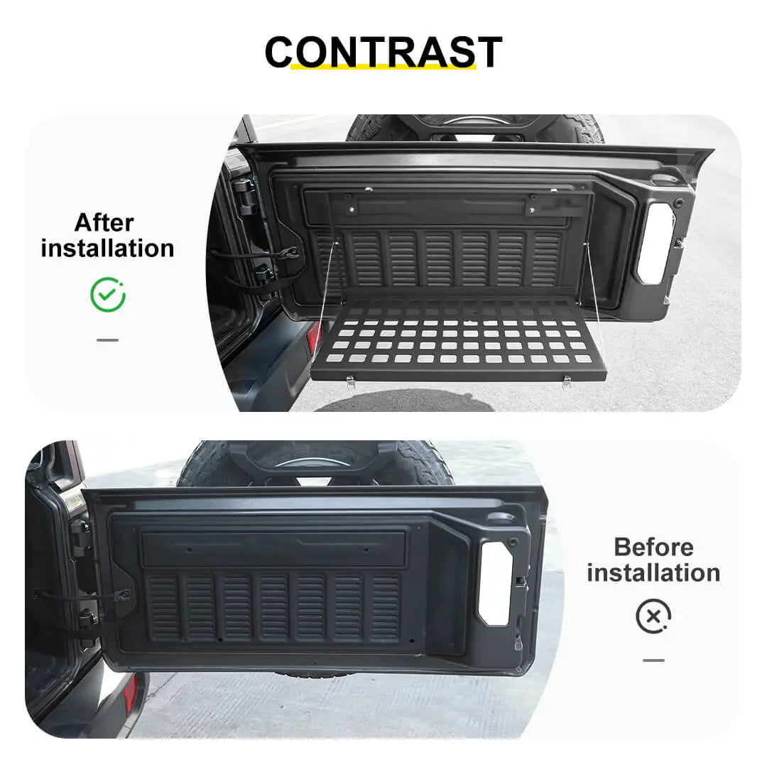 For 2018+ Jeep Wrangler JL Interior Rear Tailgate Table Cargo Shelf Storage Rack Accessories