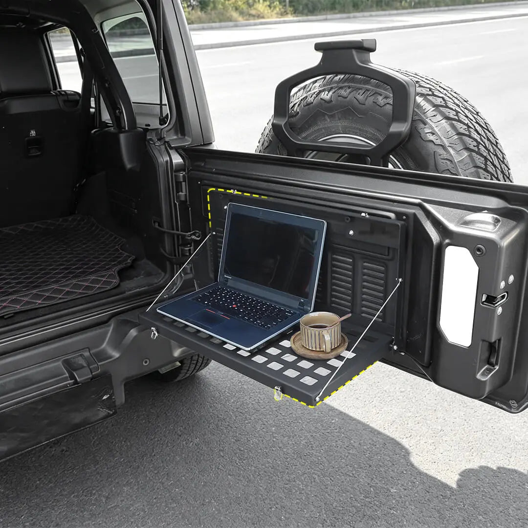For 2018+ Jeep Wrangler JL Interior Rear Tailgate Table Cargo Shelf Storage Rack Accessories