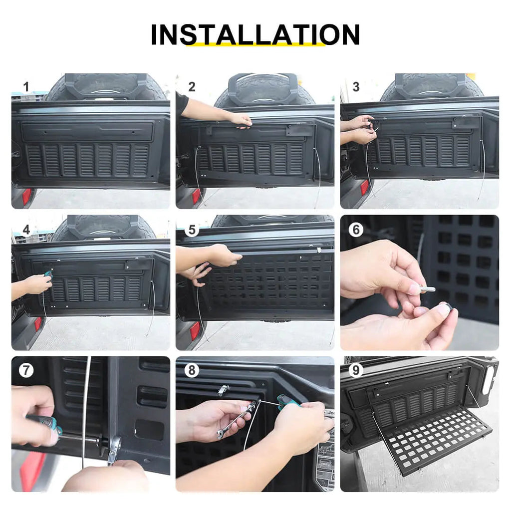 For 2018+ Jeep Wrangler JL Interior Rear Tailgate Table Cargo Shelf Storage Rack Accessories