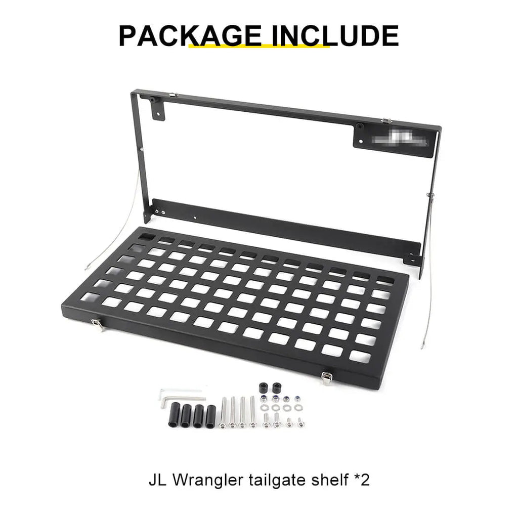 For 2018+ Jeep Wrangler JL Interior Rear Tailgate Table Cargo Shelf Storage Rack Accessories