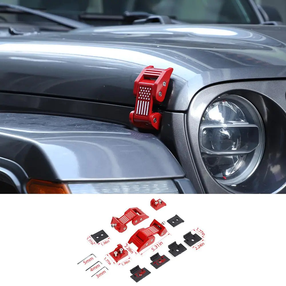 For 2007+ Jeep Wrangler JL JK Gladiator JT Hood Latch Catch Buckle USA Flag