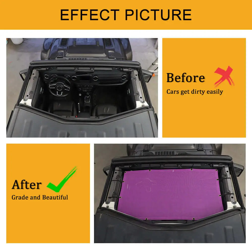 For 2018+ Jeep Wrangler JL JLU & Gladiator JT Half-Length Mesh Bikini Top Sunshade – UV Protection Soft Roof Cover