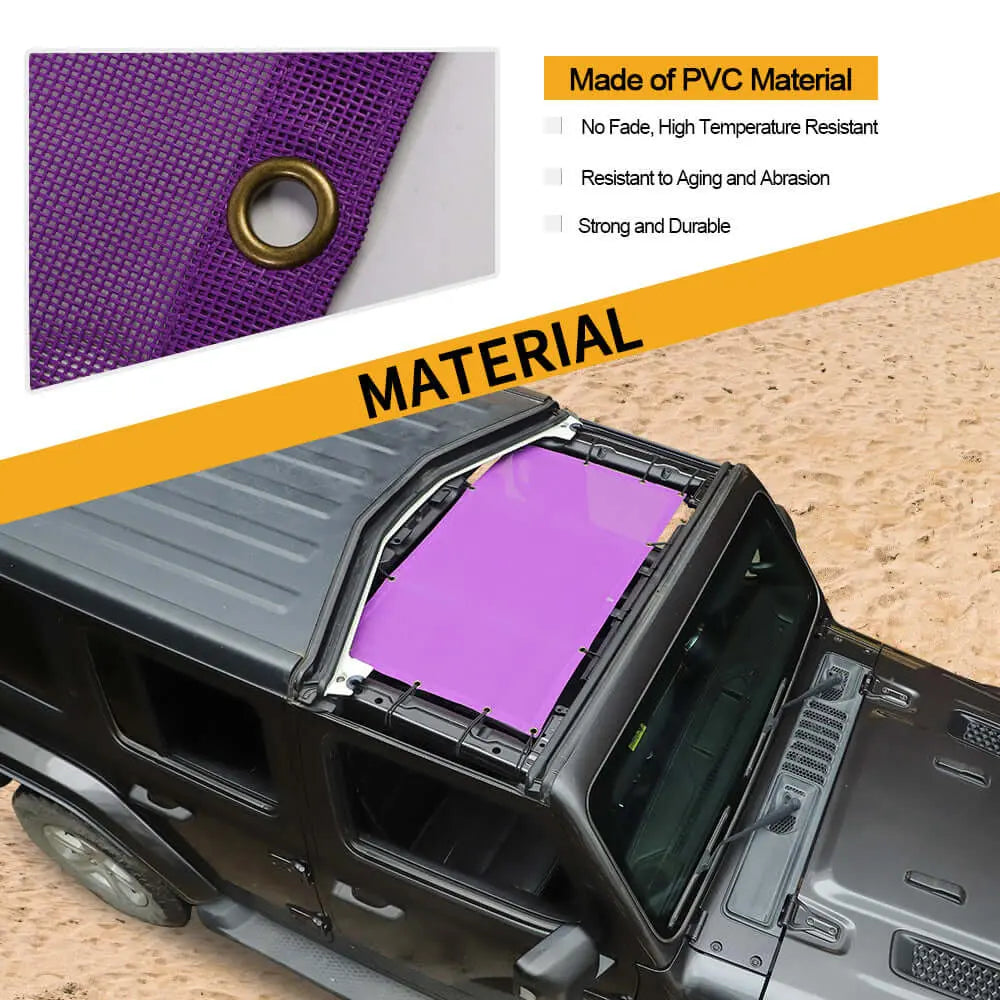 For 2018+ Jeep Wrangler JL JLU & Gladiator JT Half-Length Mesh Bikini Top Sunshade – UV Protection Soft Roof Cover