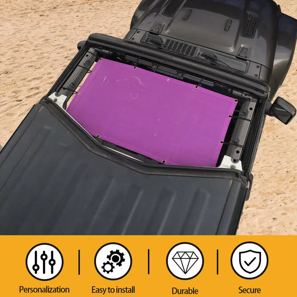 For 2018+ Jeep Wrangler JL JLU & Gladiator JT Half-Length Mesh Bikini Top Sunshade – UV Protection Soft Roof Cover