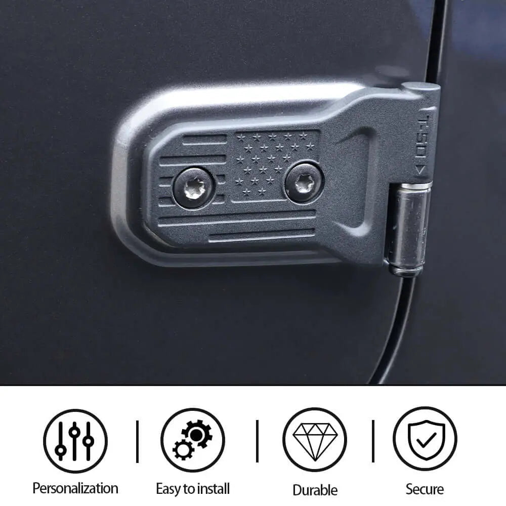For 2018+ Jeep Wrangler JL JLU 2/4Door Door Hinge Original Accessories Black USA Flag