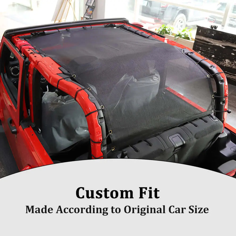 For 2018+ Jeep Wrangler JL JLU 2 Door Bikini Mesh Shade Top Cover UV Protection Full Length Long & Short Size