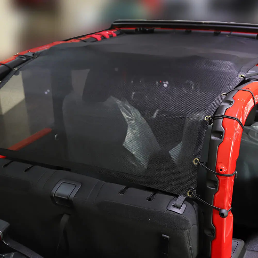 For 2018+ Jeep Wrangler JL JLU 2 Door Mesh Shade Top Cover UV Protection Polyester Durable Sun Shade Long Size