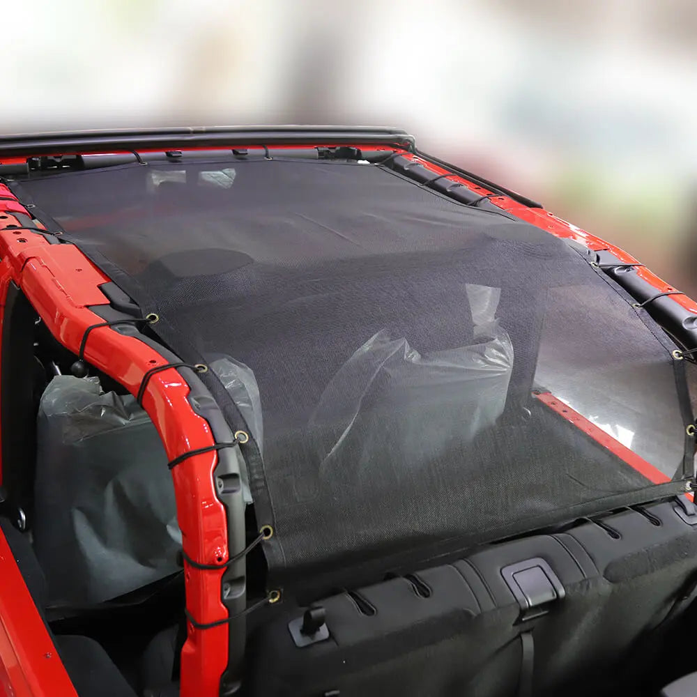 For 2018+ Jeep Wrangler JL JLU 2 Door Mesh Shade Top Cover UV Protection Polyester Durable Sun Shade Long Size