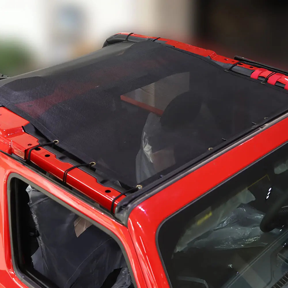For 2018+ Jeep Wrangler JL JLU 2 Door Mesh Shade Top Cover UV Protection Polyester Durable Sun Shade Long Size