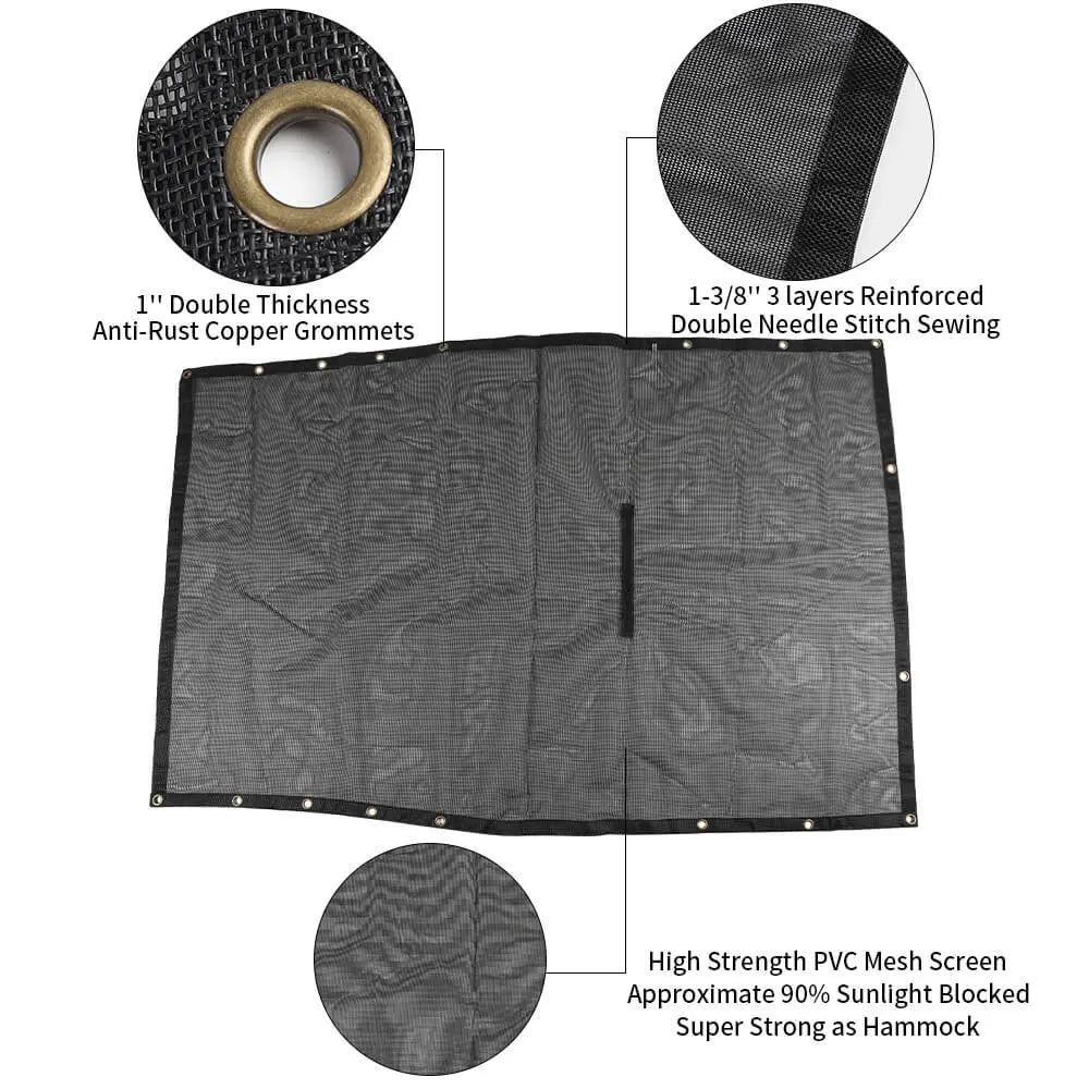 For 2018+ Jeep Wrangler JL JLU 2 Door Mesh Shade Top Cover UV Protection Polyester Durable Sun Shade Long Size