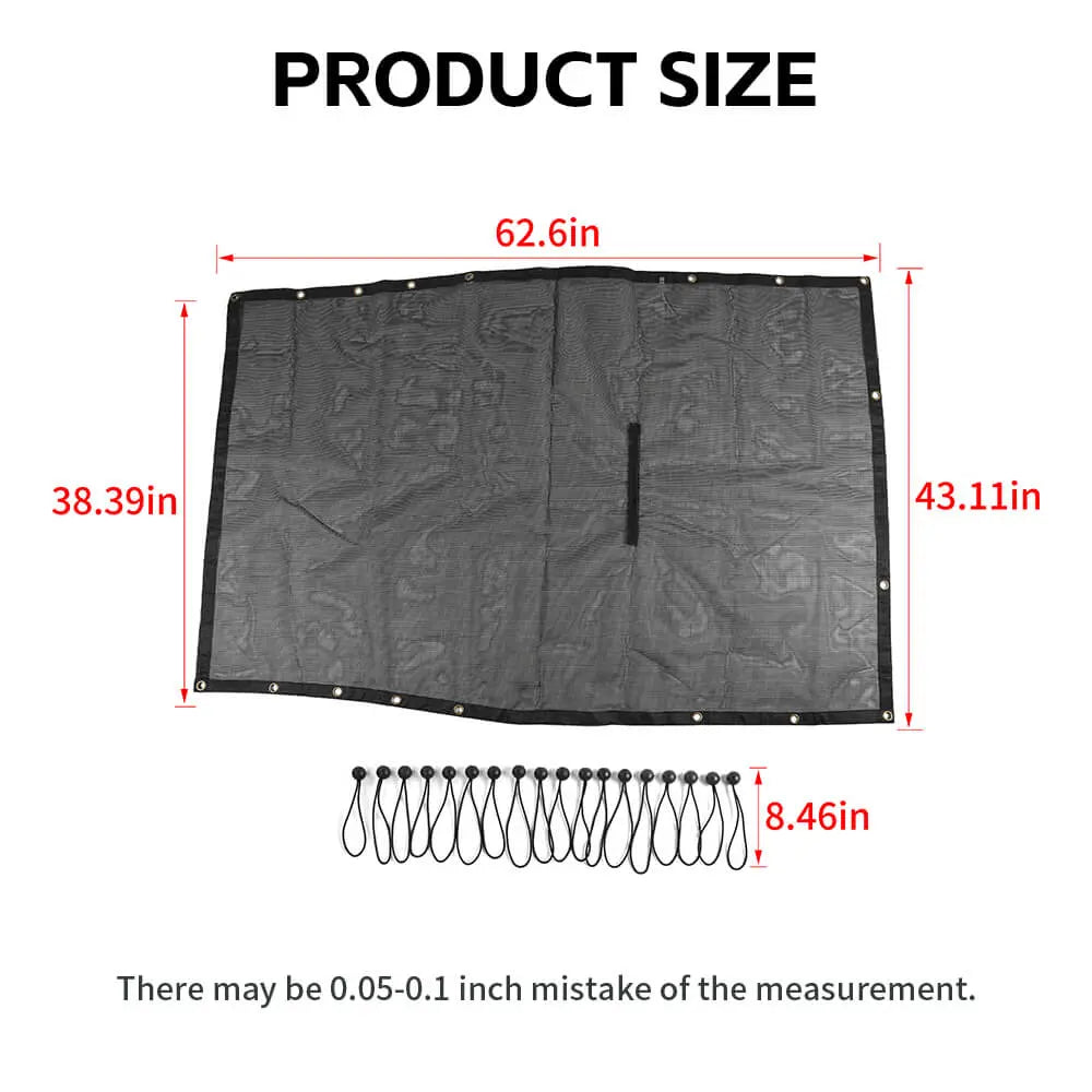 For 2018+ Jeep Wrangler JL JLU 2 Door Mesh Shade Top Cover UV Protection Polyester Durable Sun Shade Long Size